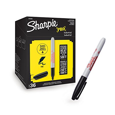 Sharpie Industrial Permanent Markers, Fine Tip, Black, 36 Count