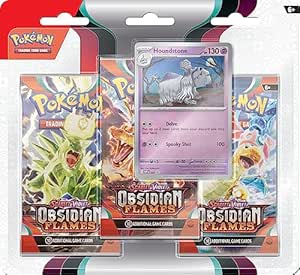 Pokémon TCG: Scarlet and Purple—Obsidian Flame Triple Pack—Hound Stone (3 booster packs and holographic promotional card)