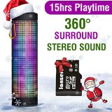 MUSIC ANGEL Portable Wireless Bluetooth Speakers 4800mAh Rechargeable Battery for 15 Hours Playtime Bluetooth Speaker Five LED Display Mode Powerful DSP Sound 40 Technology with Build in Microphone for IndoorOutdoorShower Usage