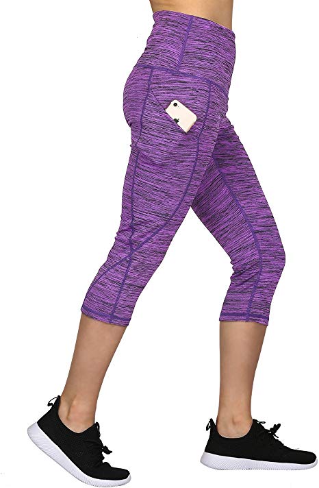 HDE Womens Capri Yoga Pants Fitted Stretch Leggings for Workouts Running