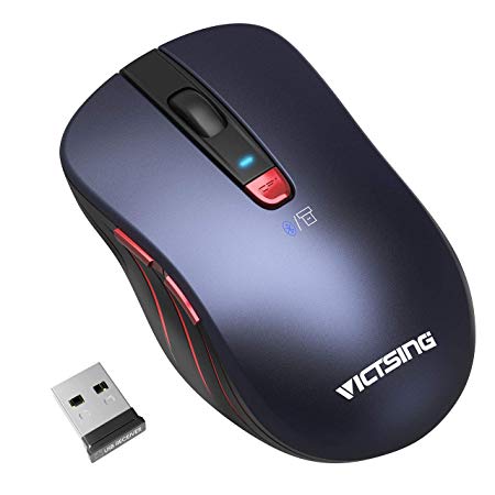 VicTsing Bluetooth Mouse Wireless, Dual Mouse Portable Ergonomic Mobile with Bluetooth 4.0/2.4G Cordless Mouse Up to 2400 DPI for Laptop, PC, Windows Android OS Tablet