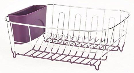 Deluxe Chrome-plated Steel Small Dish Drainers (Purple)