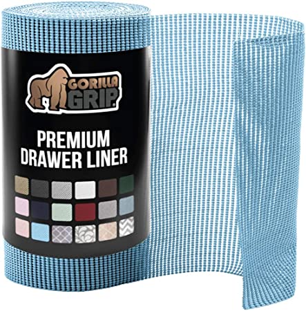 Gorilla Grip Original Drawer and Shelf Liner, Non Adhesive Roll, 20 Inch x 20 FT, Durable and Strong, Grip Liners for Drawers, Shelves, Cabinets, Storage, Kitchen and Desks, Aqua