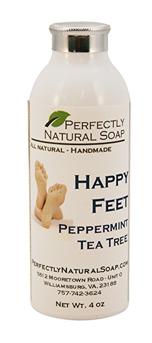 Happy Feet Peppermint Tea Tree Talc-Free Foot Powder, 4 oz