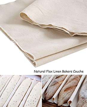 Tarklanda Professional Bakers Dough Couche Large Bread Proofing Cloth (35'' × 24'') Natural Heavy Duty Linen Proofing Cloth for Baking French Bread Baguettes Loafs