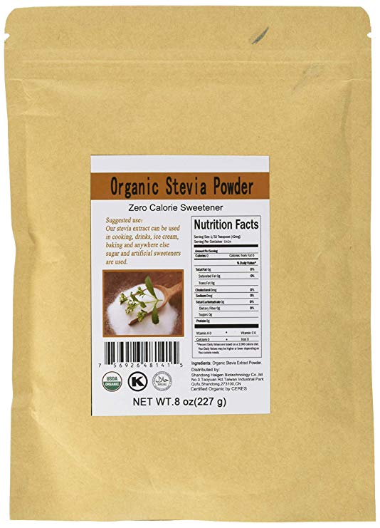 CCnatrure Organic Stevia Powder Extract Natural Sweetener Zero Calorie Sugar Substitute 8oz