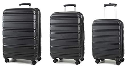 Rock Impact II Hard Shell PP Set of 3 Spinner Luggage in Black
