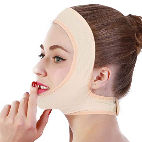 Facial Slimming Lifting Chin Belt Mask with Silicone Massage,V Line Band Neck Compression Face,Anti Double Chin Wrinkle Strap Weight Loss Bandage Ajustable Firming Face Skin Care Lifting Wrap