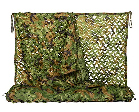 NINAT Woodland Camo Netting Camouflage Net for Camping Military Hunting Shooting Sunscreen Nets 3.25x6.5ft,6.5x10ft,5x13ft,10x10ft,6.5x16.4ft,6.5x20ft,6.5x26ft,13x16.5ft,13x20t,20x20ft,20x23ft