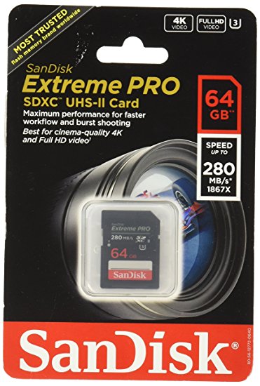 Sandisk Extreme Pro - Flash Memory Card - 64 GB - SDXC UHS-II (SDSDXPB-064G-A46)