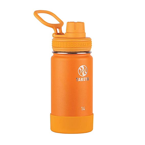 Takeya 51127 Actives Kids Insulated Water Bottle, 14 Ounce, Tangerine