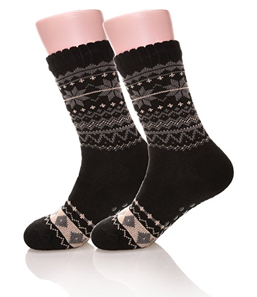 Eocom Men's Winter Warm Fuzzy Non Slip Slipper Snowflak Socks Christmas Valentine's Day Gift Idea