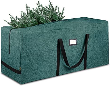 BALEINE 7.5 ft Christmas Tree Storage Bag, Heavy Duty 900D Oxford Fabric with Reinforced Handles and Dual Zippers Wide Opening, Extra Large Storage Container for Trees and Decorations (Green)