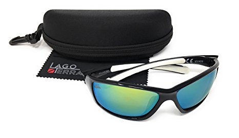 LAGO TERRA Men's Sportive Polarized Mirror Wrap Sunglasses