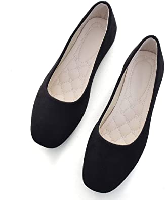 VFDB Women Comfort Square Toe Ballets Flats, Slip On Classical Walking Shoes for Wedding/Driving/Dating