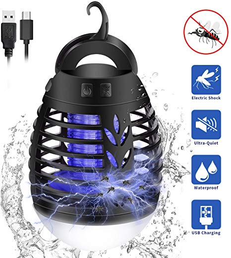EECOO Insect Killer Electric Flytrap,2-in-1 Mosquito Bug Zappers Camping LED Lamp, IP66 Waterproof Portable Tent Lamp,USB Rechargeable for Indoor Outdoor Home Garden