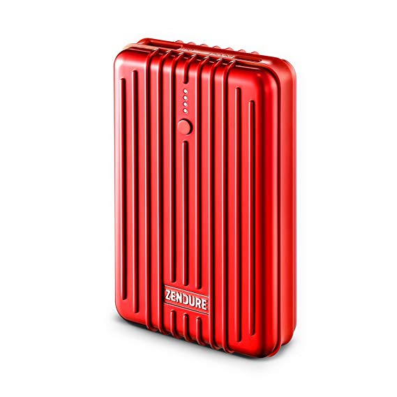 Zendure A3TC 10000mAh USB-C Power Bank, Ultra-Durable and Compact Portable Charger with 3A Output, Zen  Technology External Battery for iPhone X / 8 Plus, iPad Pro / Air 2, Samsung S9 Plus and More - Red