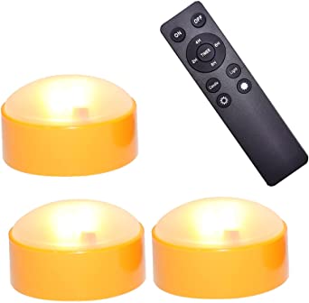 Halloween Pumpkin LED Lights with Remote and Timer Bright Flickering Battery Operated Jack-O-Lantern Electric Flameless Candles for Halloween Decorations Holiday Decor 3 Pack Orange Color