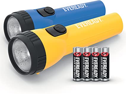 Eveready LED Torch, Super Bright Flashlight, General Purpose & Emergency, Batteries Included, Pack of 2
