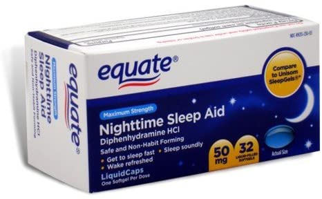 Equate - Nighttime Sleep Aid 50 mg, Maximum Strength, 32 Softgels (Compare to Unisom SleepGels)
