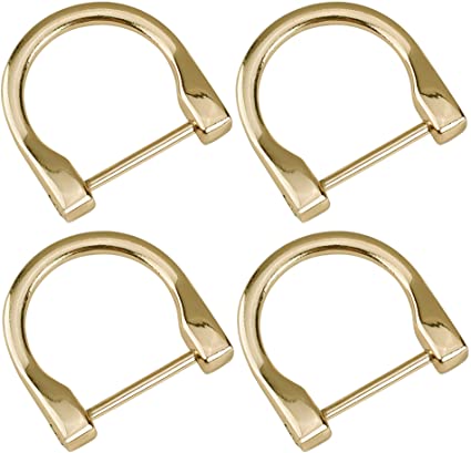 4pcs 1 inch Screw in D-Rings Horseshoe Shape D Ring, U Shape D Rings for DIY Leather Craft Purse Keychain Accessories (Golden Color)