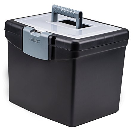 Storex Portable File Box, 10.88 x 13.25 x 11 Inches, Black (STX61504U01C)