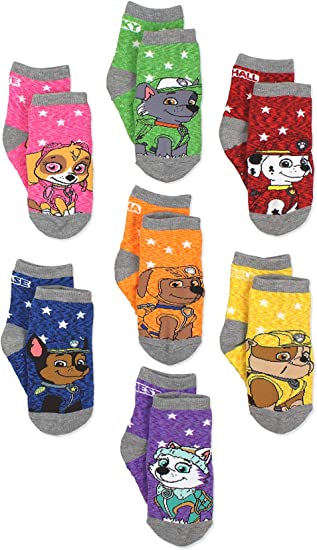 Paw Patrol Toddler Boys Girls 7 pack Socks with Grippers