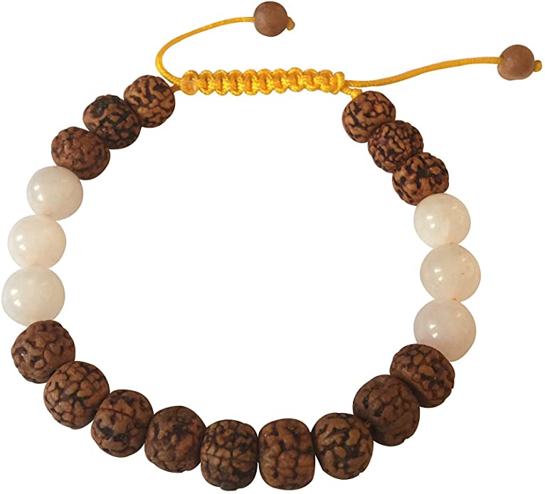 Tibetan Mala Rudraksha Wrist Mala/ Bracelet for Meditation (Rose quartz)