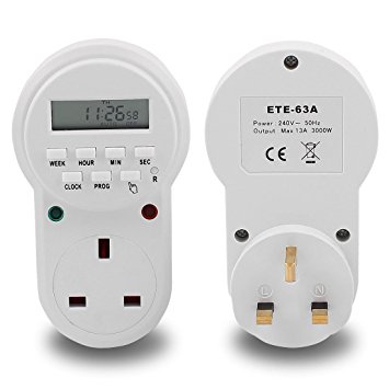 sourcingmap® AC240V UK Plug 12/24H Digital LCD Electronic Timer Programmable Socket