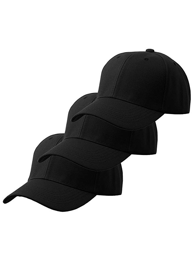 Men's Plain Baseball Cap Adjustable Size Curved Visor Hat
