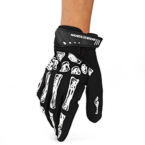 Robesbon Full Finger Bicycle Gloves with Skull Bone 3D Gel Pad Breathable(3Size, 1Pairs)