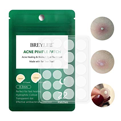 Acne Patch, BREYLEE Acne Treatment Tea Tree Acne Dots Acne Absorbing Cover Pimple Healing Sticker Blemish Spot Treatment Hydrocolloid Acne Patch (22 Count)