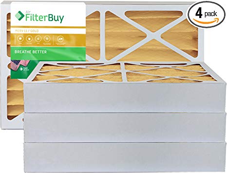 FilterBuy 18x24x4 MERV 11 Pleated AC Furnace Air Filter, (Pack of 4 Filters), 18x24x4 – Gold