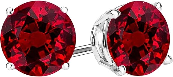 1/2-10 Carat Total Weight Natural Ruby Stud Earrings 4 Prong Push Back