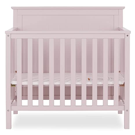 Dream On Me Ava 4-in-1 Convertible Mini Crib in Blush Pink