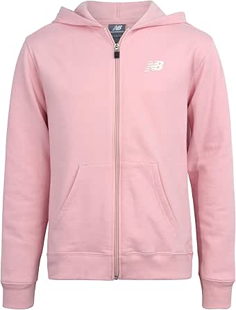 New Balance Girls' Active Sweatshirt - Zip-Up Fleece Hoodie Sweatshirt - Performance Activewear Sweatshirt for Girls (7-16)