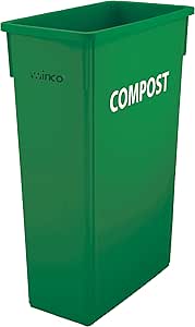 Winco PTC-23GRC Slim Trash Can, 23 Gallon, Green