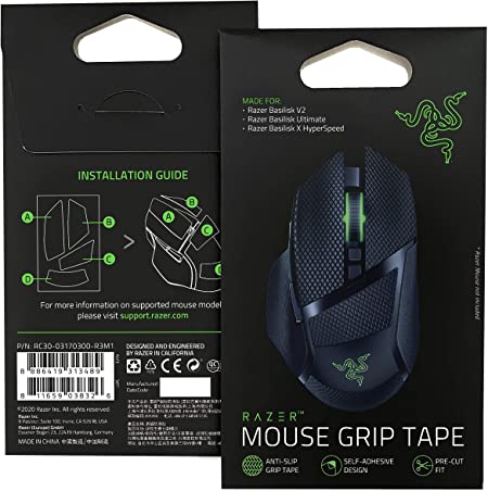 Razer Mouse Grip Tape - for Razer Basilisk Ultimate/Basilisk V2/Basilisk X Hyperspeed: Anti-Slip Grip Tape - Self-Adhesive Design - Pre-Cut