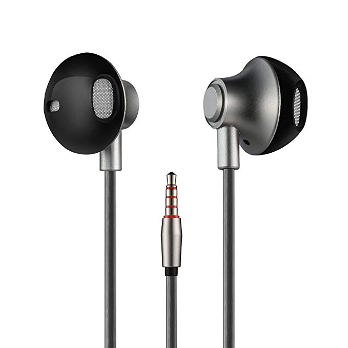 Parmeic In-Ear Earbuds Headphones, Wired Earphones Stereo Bass Noise Cancelling Ear Buds Headsets with Microphone for All 3.5mm Jack Phones and Tablets (Black)