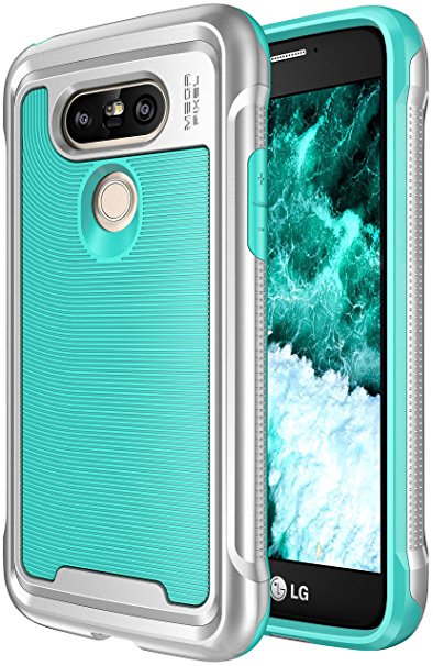 LG G5 Case, SGM Premium Hybrid High Impact Shock Absorbent Defender Case With Anti-Slip Grip For LG G5 (Silver   Mint)