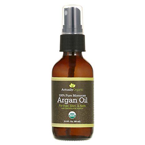 ActuallyOrganic Argan Oil Hair Face Skin Nails Beard-NOT SYNTHETIC-NO BAD SMELL- 100% Pure USDA Organic-Lab Tested for Purity-Silky Smooth Hair-Softer Skin-Anti Aging-Cold Pressed Unrefined Virgin