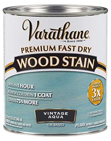 Varathane 297427 Premium Fast Dry Wood Stain, 32 oz, Vintage Aqua