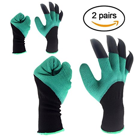 Garden Genie Gloves, 2 Pairs Inf-way Right Hand Claws Gardening Gloves, Quick & Easy to Dig & Plant, Safe for Rose Pruning - As Seen On TV (Right Hand Claw 2 pairs)