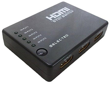 C&E HDMI 5x1 5 Port Switch/Switcher with IR Remote Support 3D with Power Adapter