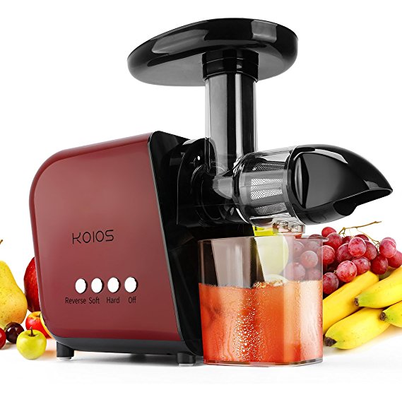KOIOS Slow Juicer, Masticating Juicer Extractor with Reverse Function, Cold Press Juicer Machine with Quiet Motor, Juice Jug and Brush for High Nutrient Fruit and Vegetable Juice