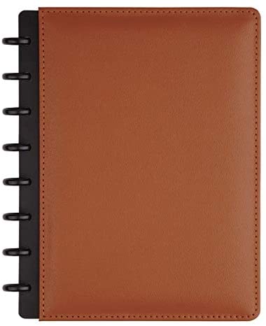 TUL Custom Note-Taking System Discbound Notebook, Junior Size, Leather Cover, Brown