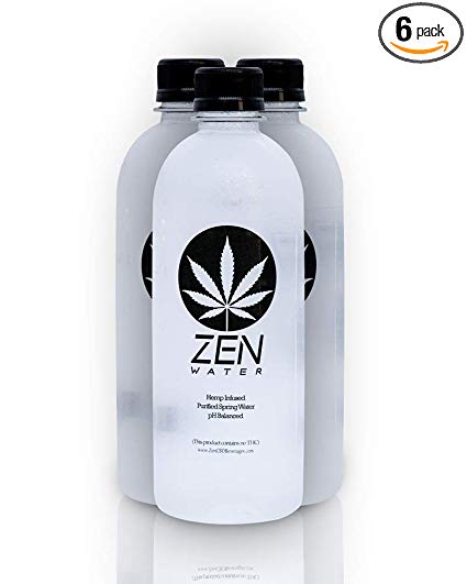 Zen Water 10 MG Hemp Extract Infused Spring Water | Purified Spring, pH Balanced, Bottled Water | No Added Sodium, 16.9 fl oz / 500ML Zen Water (6 bottles)