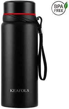 KEAFOLS Water Bottle 8-Layer Insulated Stainless Steel Vacuum Flask 750ml |Leakproof|No Sweating|BPA Free Travel Mug