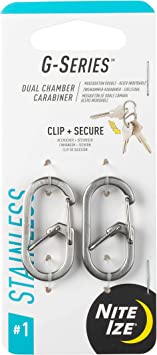 Nite Ize GS1-11-2R6 G-Series Dual Chamber Carabiner, Size #1 2 Pack, Stainless Steel