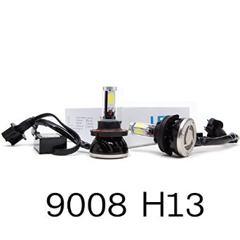 LED Headlight Bulbs All-in-one Conversion Kit- 9008h13 -Low Beam 4800lm High Beam 8000lm -6000k - Super Bright Cool White Light - One Yr Warranty By SySrion